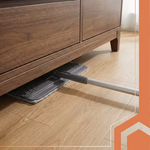 Platt mopp med hink 8,5L – RUHHY tvåkammars system + 3 moppar