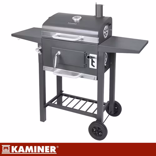 Kolgrill med lock och termometer – KAMINER grill med gjutjärnsgaller