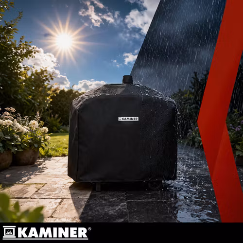 Kolgrill med lock och termometer – KAMINER grill med gjutjärnsgaller