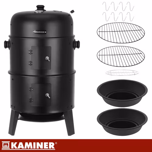 Kolgrill med smoker 3-i-1 – KAMINER grill med termometer och rökfunktion