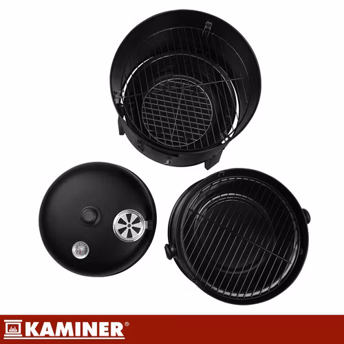 Kolgrill med smoker 3-i-1 – KAMINER grill med termometer och rökfunktion