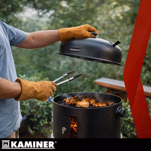 Kolgrill med smoker 3-i-1 – KAMINER grill med termometer och rökfunktion