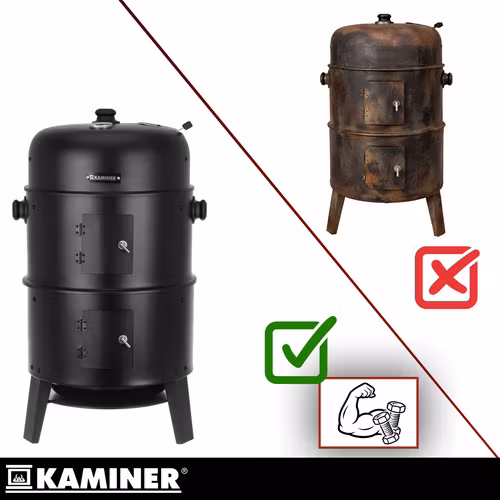 Kolgrill med smoker 3-i-1 – KAMINER grill med termometer och rökfunktion
