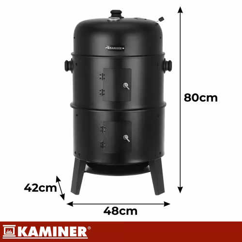 Kolgrill med smoker 3-i-1 – KAMINER grill med termometer och rökfunktion