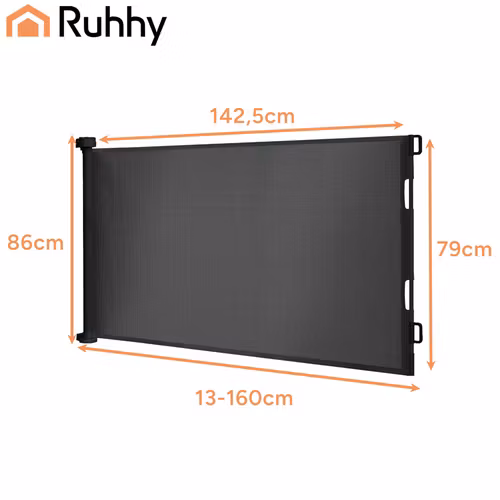 Utdragbar säkerhetsgrind 160 cm – rullgrind för barn & husdjur