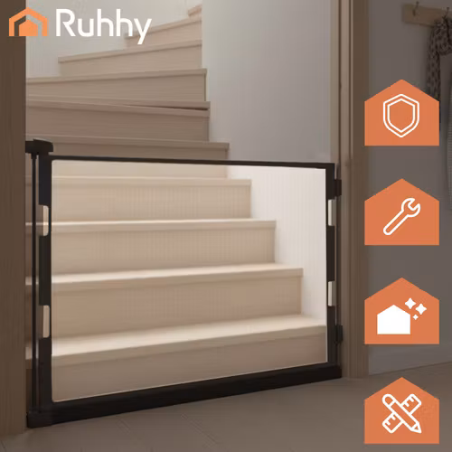 Utdragbar säkerhetsgrind 160 cm – rullgrind för barn & husdjur