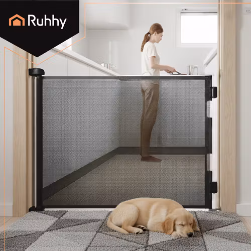 Utdragbar säkerhetsgrind 160 cm – rullgrind för barn & husdjur