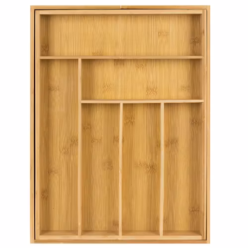 Besticklåda bambu utdragbar – köksorganisatör 6–8 fack