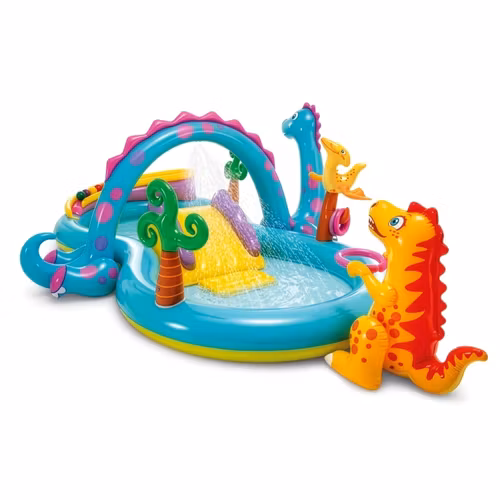 Dinoland vattenlekcenter – barnpool med rutschkana