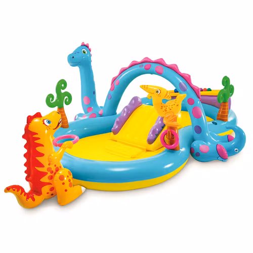 Dinoland vattenlekcenter – barnpool med rutschkana