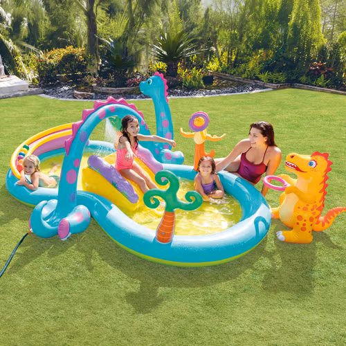 Dinoland vattenlekcenter – barnpool med rutschkana