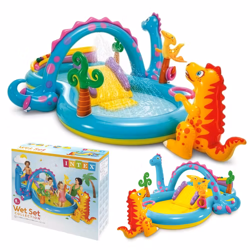 Dinoland vattenlekcenter – barnpool med rutschkana