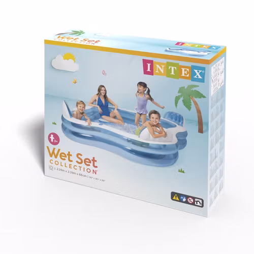 Familjepool med säten 229 cm – uppblåsbar pool 882L -Intex