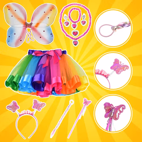 Fjärilskostym barn – maskeradset med vingar & kjol