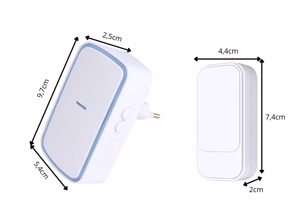 Wireless doorbell without battery white – kinetic 130 m IP68
