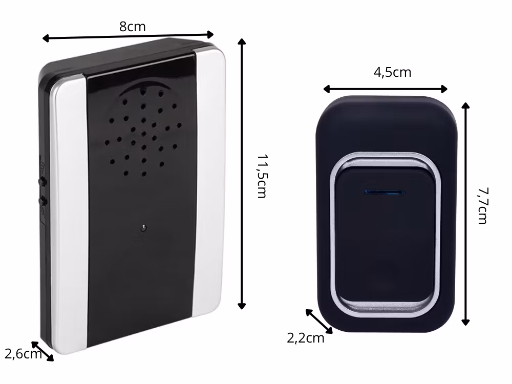 Trådløs ringeklokke 300 m – 2 knapper vanntett