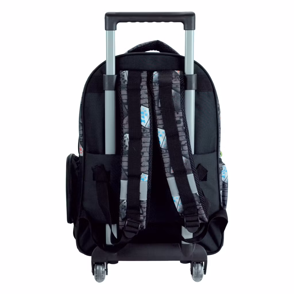Minecraft rullande skolväska 46 cm – grå ryggsäck med hjul