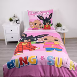 Bing bäddset 140x200 cm – Playing Together rosa bomull