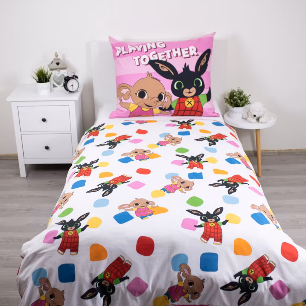 Bing bäddset 140x200 cm – Playing Together rosa bomull