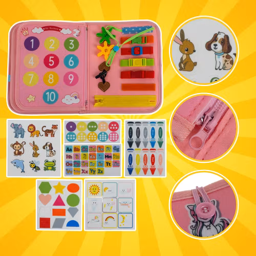 Montessori sensorisk bok barn – Kruzzel aktivitetsbok 7-i-1