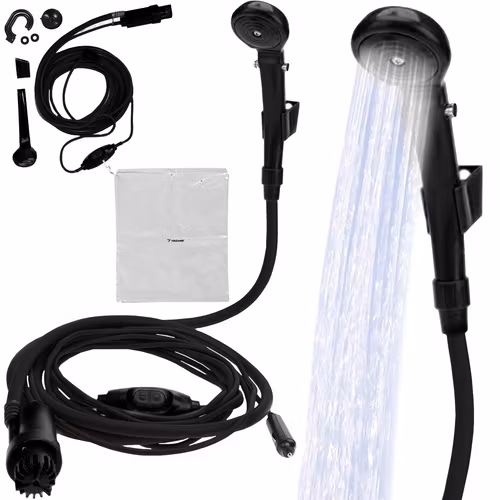 Portable camping shower 12V – shower with pump