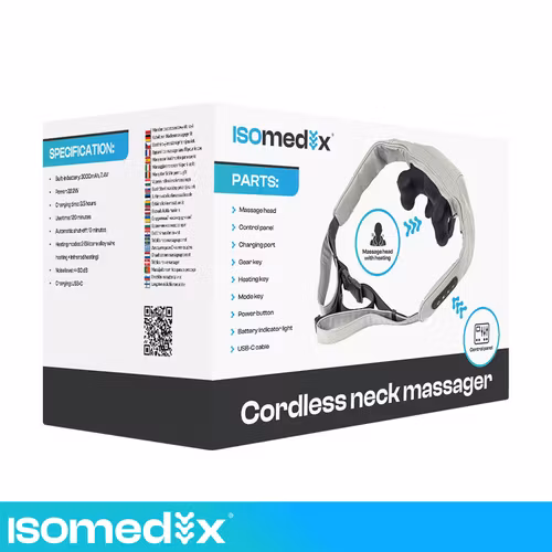 Shiatsu nackmassageapparat trådlös – Isomedix med värme USB-C