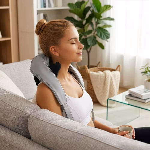 Shiatsu nackmassageapparat trådlös – Isomedix med värme USB-C