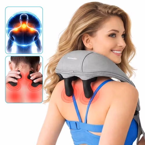 Shiatsu nackmassageapparat trådlös – Isomedix med värme USB-C