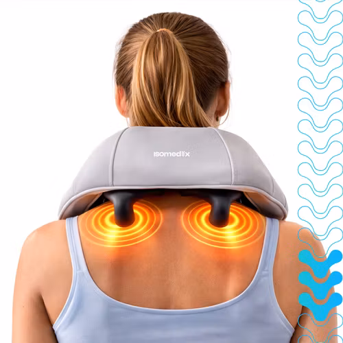 Shiatsu nackmassageapparat trådlös – Isomedix med värme USB-C