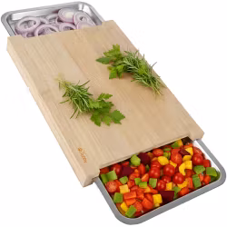 Bamboo cutting board with container – kitchen board