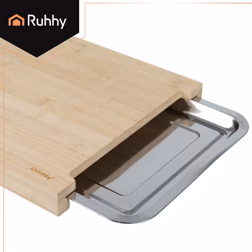 Skärbräda bambu med behållare – köksbräda