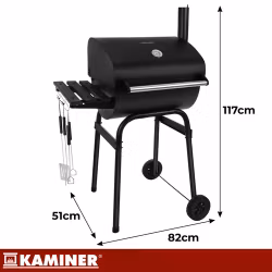Kolgrill med lock och termometer – Kaminer trädgårdsgrill