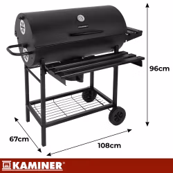 Stor kolgrill med lock & hyllor – Kaminer trädgårdsgrill