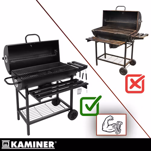 Stor kolgrill med lock & hyllor – Kaminer trädgårdsgrill