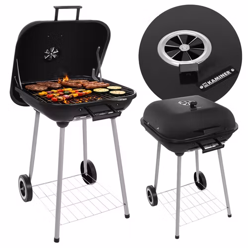 Kolgrill med lock och hjul – KAMINER portabel grill