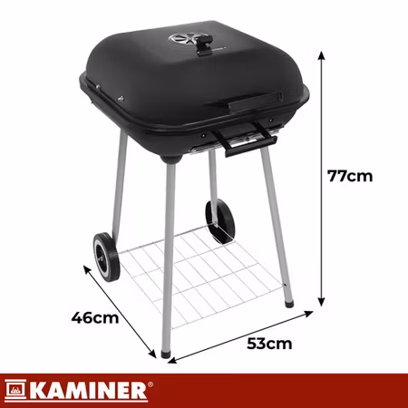 Charcoal grill with lid and wheels – KAMINER portable grill