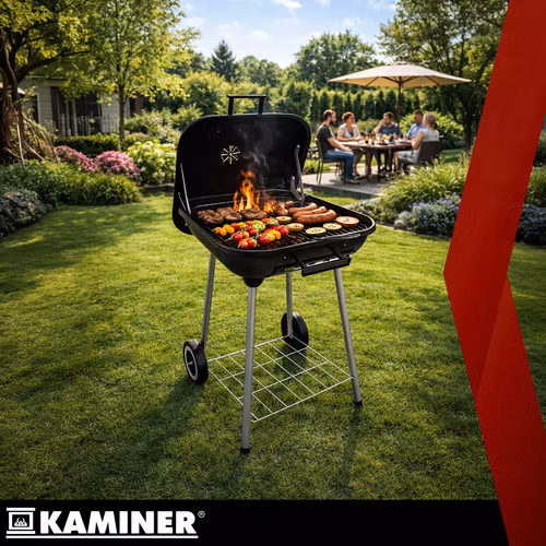 Kolgrill med lock och hjul – KAMINER portabel grill