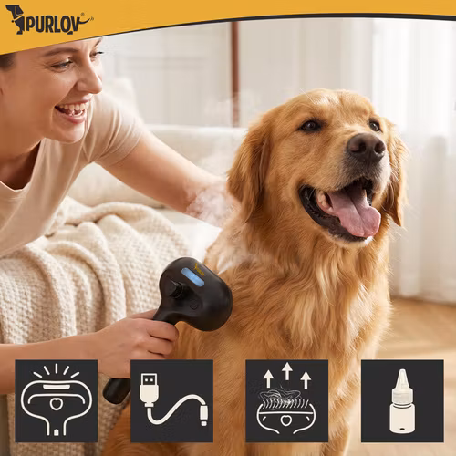 Ångborste för hund & katt – Purlov elektrisk pälsborste