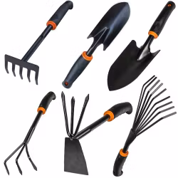 Garden tool set 6 pieces - shovel, rake & hoe