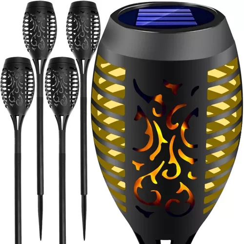 Solcellslampor flameffekt 4-pack – trädgårdsfacklor LED