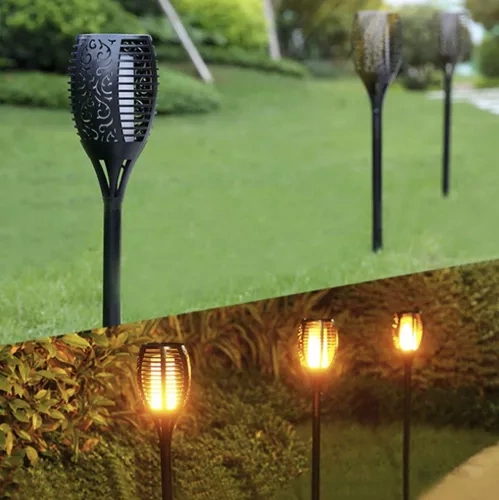 Solcellslampor flameffekt 4-pack – trädgårdsfacklor LED