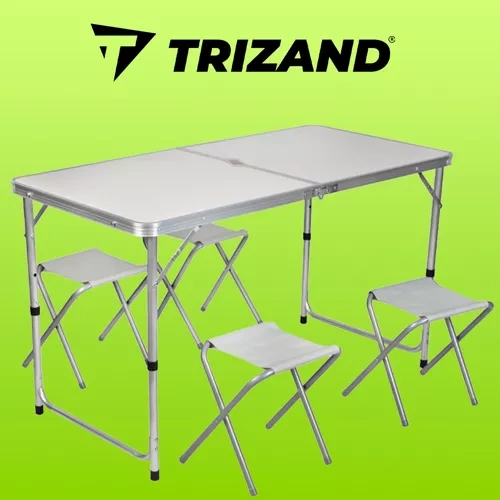 Campingbord med 4 stolar – hopfällbart picknickset