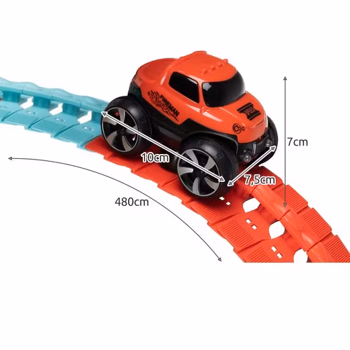 Flexibel bilbana 4,8 m – LED bil & 192 delar