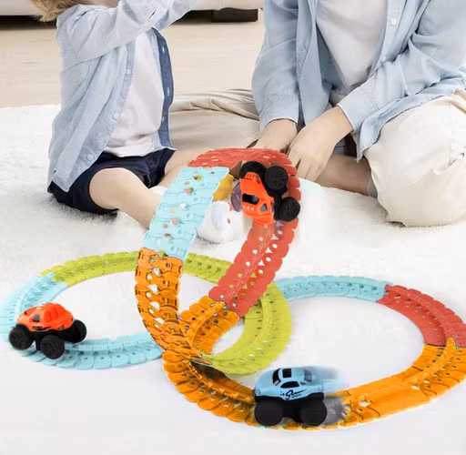 Flexibel bilbana 4,8 m – LED bil & 192 delar