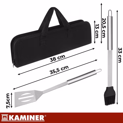 Kaminer grillset 6 delar – rostfritt stål med väska