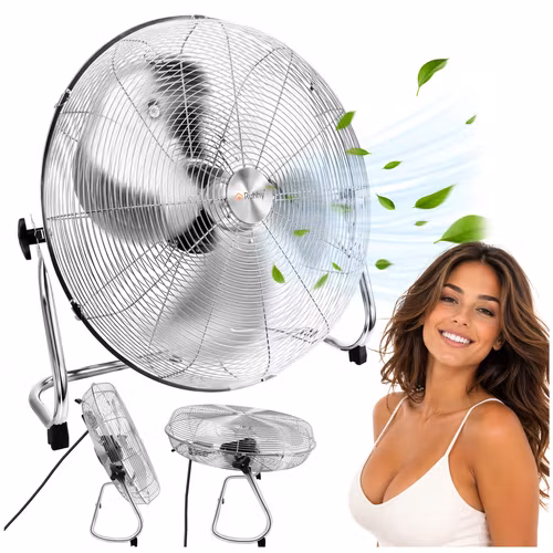 Golvfläkt 50 cm 130W – Ruhhy kraftfull metallfläkt