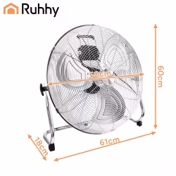 Gulvventilator 50 cm 130W – Ruhhy kraftfuld metalventilator