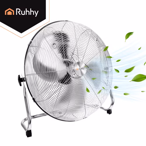 Golvfläkt 50 cm 130W – Ruhhy kraftfull metallfläkt