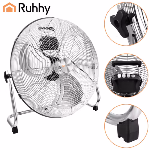 Golvfläkt 50 cm 130W – Ruhhy kraftfull metallfläkt