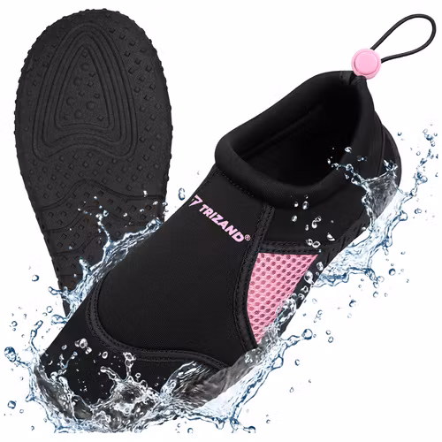Vattenskor svart rosa  | Halkfria badskor 5 mm